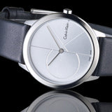 Buy Shop Calvin Klein Minimal Silver Dial Black Leather Strap Watch for Men - K3M221CY USA Online