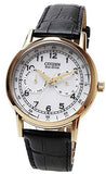 Citizen Watch Eco Drive Day & Date White Dial Black Leather Strap Watch For Men - AO9003-16A