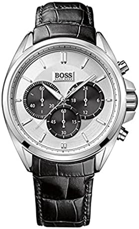 Buy Shop Hugo Boss Casual Chronograph Silver Dial Black Leather Strap Watch For Men - HB1512880 USA Online