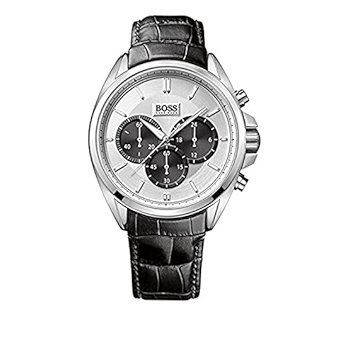 Buy Shop Hugo Boss Casual Chronograph Silver Dial Black Leather Strap Watch For Men - HB1512880 USA Online
