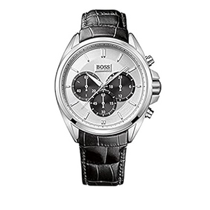Buy Shop Hugo Boss Casual Chronograph Silver Dial Black Leather Strap Watch For Men - HB1512880 USA Online