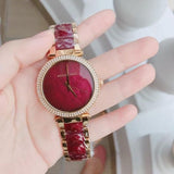 Buy Shop Michael Kors Parker Mother of Pearl Red Dial Two Tone Steel Strap Watch for Women - MK6427 USA Online