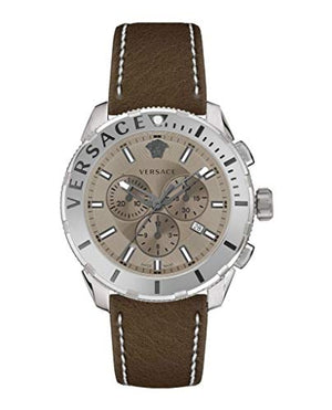 Buy Shop Versace Casual Chronograph Grey Dial Brown Leather Strap Watch for Men - VERG001-18 USA Online
