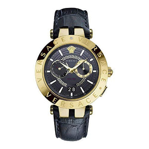Buy Shop Versace V-Race Quartz Black Dial Black Leather Strap Watch For Men - VEBV00119 USA Online