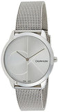 Buy Shop Calvin Klein Minimal Silver Dial Silver Mesh Bracelet Watch for Women - K3M2212Z USA Online