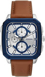 Buy Shop Fossil Inscription Multifunction Silver Dial Brown Leather Strap Watch for Men - BQ2658 USA Online