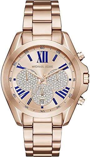 Buy Shop Michael Kors Bradshaw Chronograph Rose Gold Dial Rose Gold Steel Strap Watch For Women - MK6321 USA Online