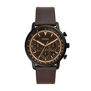 Buy Shop Fossil Goodwin Chronograph Brown Dial Brown Leather Strap Watch for Men - FS5529 USA Online