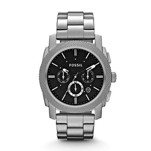 Buy Shop Fossil Machine Chronograph Black Dial Silver Steel Strap Watch for Men - FS4776 USA Online