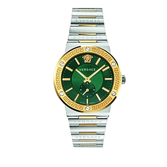 Buy Shop Versace Hellenyium Quartz Green Dial Silver Steel Strap Watch For Men - VEVK00420 USA Online