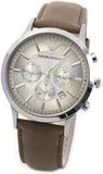 Buy Shop Emporio Armani Classic Chronograph Silver Dial Brown Leather Strap Watch For Men - AR2471 USA Online