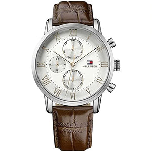 Buy Shop Tommy Hilfiger Kane Chronograph White Dial Brown Leather Strap Watch for Men - 1791400 USA Online