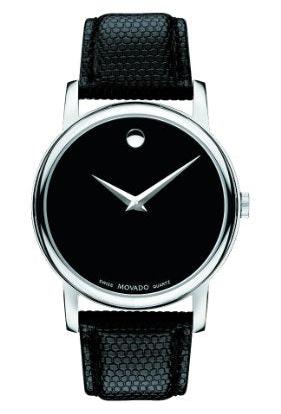 Buy Shop Movado Museum Black Dial Black Leather Strap Watch For Men - 2100002 USA Online