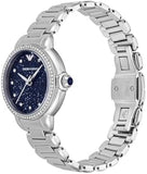 Emporio Armani Mia Three Hand Crystals Blue Dial Silver Steel Strap Watch For Women - AR11630