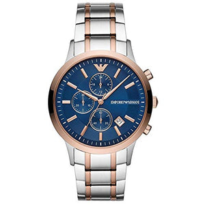 Buy Shop Emporio Armani Renato Chronograph Blue Dial Two Tone Steel Strap Watch For Men - AR80025 USA Online