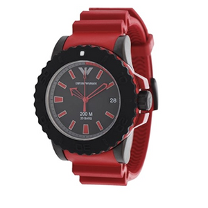 Buy Shop Emporio Armani Sportivo Quartz Black Dial Red Rubber Strap Watch For Men - AR6101 USA Online