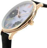Buy Shop Fossil Jacqueline Mother of Pearl Dial Black Leather Strap Watch for Women - ES4535 USA Online