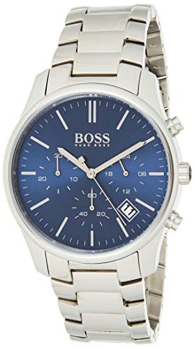 Buy Shop Hugo Boss Commander Blue Dial Silver Steel Strap Watch for Men - 1513434 USA Online