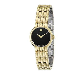 Buy Shop Movado Veturi Black Dial Gold Steel Strap Watch for Women - 0606935 USA Online