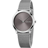 Buy Shop Calvin Klein Minimal Grey Dial Silver Mesh Bracelet Watch for Women - K3M221Y3 USA Online