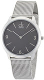 Buy Shop Calvin Klein Minimal Grey Dial Silver Mesh Bracelet Watch for Men - K3M51154 USA Online