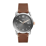 Buy Shop Fossil Commuter Grey Dial Brown Leather Strap Watch for Men - FS5417 USA Online