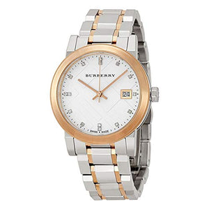 Buy Shop Burberry The City Diamonds White Dial Two Tone Steel Strap Watch for Women - BU9127 USA Online