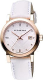 Burberry The City Diamonds White Dial White Leather Strap Watch for Women - BU9130