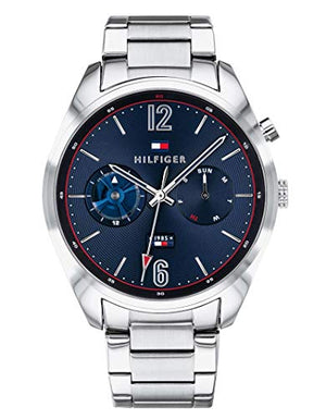 Buy Shop Tommy Hilfiger Deacan Blue Dial Silver Steel Strap Watch for Men - 1791551 USA Online