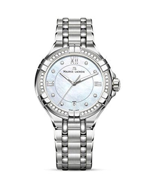 Buy Shop Maurice Lacroix Aikon White Mother of Pearl Dial Silver Steel Strap Watch for Women - A11006-SD502-170-1 USA Online