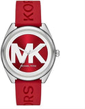 Buy Shop Michael Kors Janelle Three Hand Red Dial Red Rubber Strap Watch For Women - MK7144 USA Online