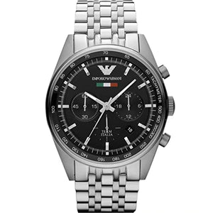 Buy Shop Emporio Armani Team Italia Chronograph Black Dial Silver Steel Strap Watch For Men - AR5983 USA Online