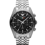 Buy Shop Emporio Armani Team Italia Chronograph Black Dial Silver Steel Strap Watch For Men - AR5983 USA Online