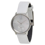 Calvin Klein Accent Silver Dial White Leather Strap Watch for Women - K2Y231K6