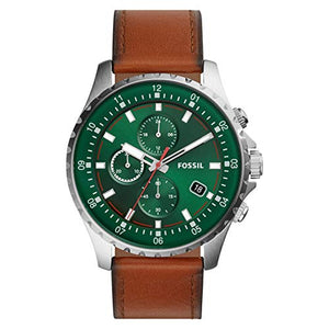 Buy Shop Fossil Dillinger Luggage Chronograph Green Dial Brown Leather Strap Watch for Men - FS5734 USA Online