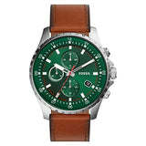 Buy Shop Fossil Dillinger Luggage Chronograph Green Dial Brown Leather Strap Watch for Men - FS5734 USA Online