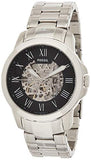 Buy Shop Fossil Grant Automatic Skeleton Black Dial Silver Steel Strap Watch for Men - ME3103 USA Online