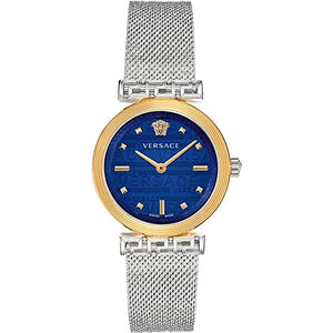 Buy Shop Versace Meander Blue Dial Silver Mesh Bracelet Watch for Women - VELW00520 USA Online