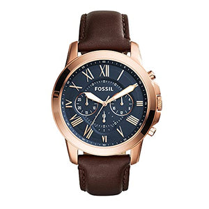 Buy Shop Fossil Grant Chronograph Blue Dial Brown Leather Strap Watch for Men - FS5068 USA Online