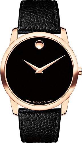 Buy Shop Movado Museum Classic Black Dial Black Leather Strap Watch For Men - 607060 USA Online