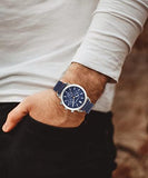 Buy Shop Emporio Armani Luigi Chronograph Blue Dial Blue Leather Strap Watch For Men - AR11451 USA Online