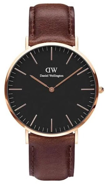 Buy Shop Daniel Wellington Bristol Black Dial Brown Leather Strap Watch For Men - DW00100125 USA Online