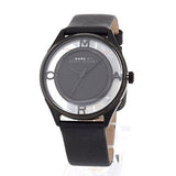 Marc Jacobs Tether Black Transparent Dial Black Leather Strap Watch for Women - MBM1379