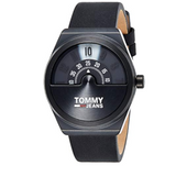 Buy Shop Tommy Hilfiger Monogram Pop Quartz Black Dial Black Leather Strap Watch For Men - 1791773 USA Online