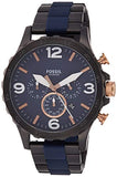Buy Shop Fossil Nate Chronograph Blue Dial Two Tone Steel Strap Watch for Men - JR1494 USA Online