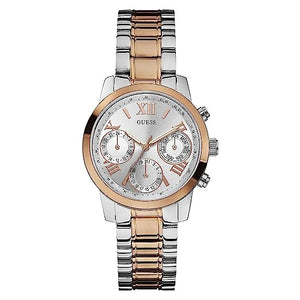 Buy Shop Guess Mini Sunrise Analog Silver Dial Two Tone Steel Strap Watch For Women - W0448L4 USA Online