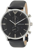 Buy Shop Emporio Armani Gianni Chronograph Black Dial Black Leather Strap Watch For Men - AR0397 USA Online