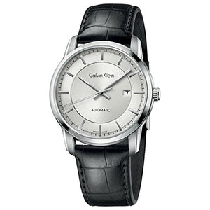 Buy Shop Calvin Klein Infinity Silver Dial Black Leather Strap Watch for Men - K5S341C6 USA Online