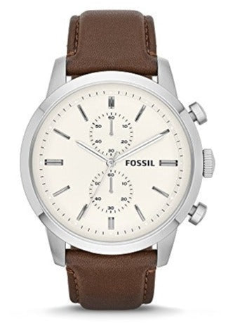 Buy Shop Fossil Townsman Chronograph White Dial Brown Leather Strap Watch for Men - FS5350 USA Online