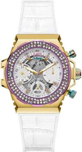 Buy Shop Guess Fusion Chronograph White Dial White Leather Strap Watch For Women - GW0553L2 USA Online